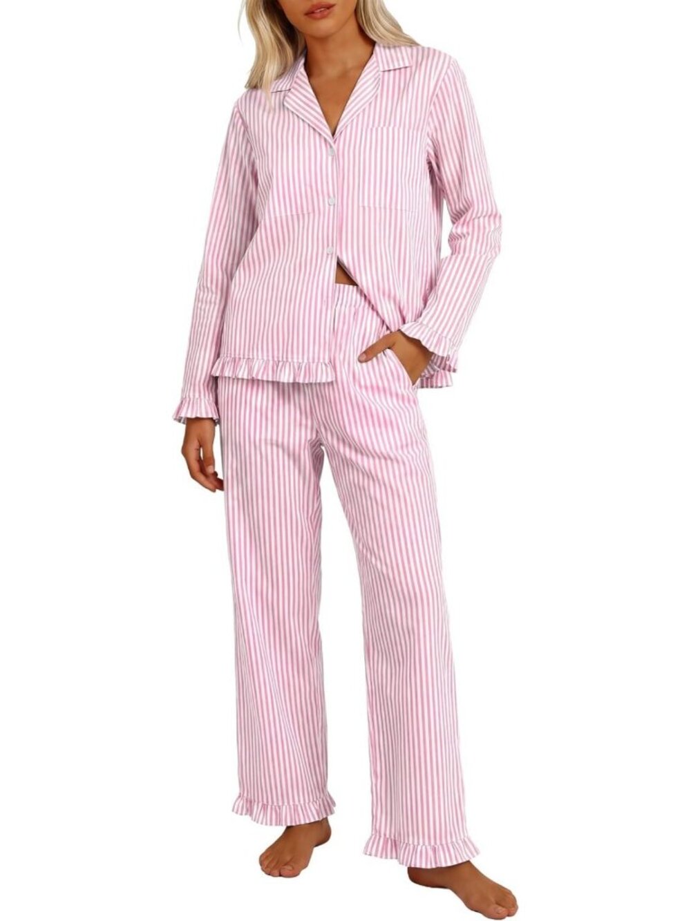 Cozy Gingham Pajama Set | 2-Piece Striped Loungewear for Ultimate Comfort
